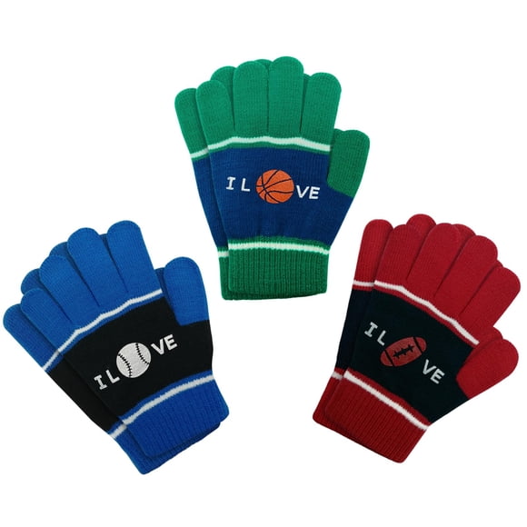 Guantes Evridwear Magic Stretch para niños y niñas, 3 pares, cálidos