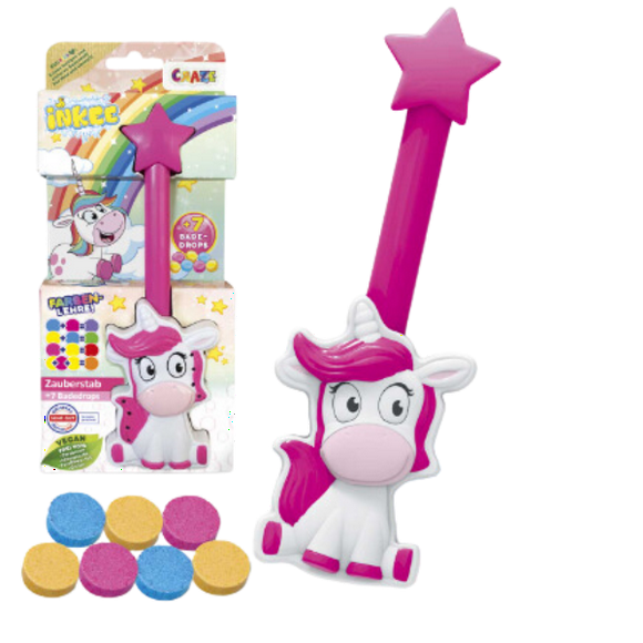 Craze Inkee Varita Unicornio + 7 Bath Drops Vegan