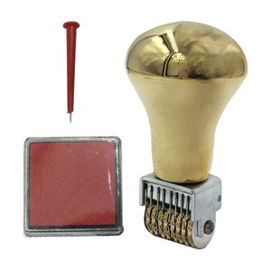 Magideal - Sello De Rodillo De Metal Rueda Giratoria En Inglés Rueda Giratoria En Inglés Sellos De Negocios Ajustables Con Palo De Marcación Para Suministros De