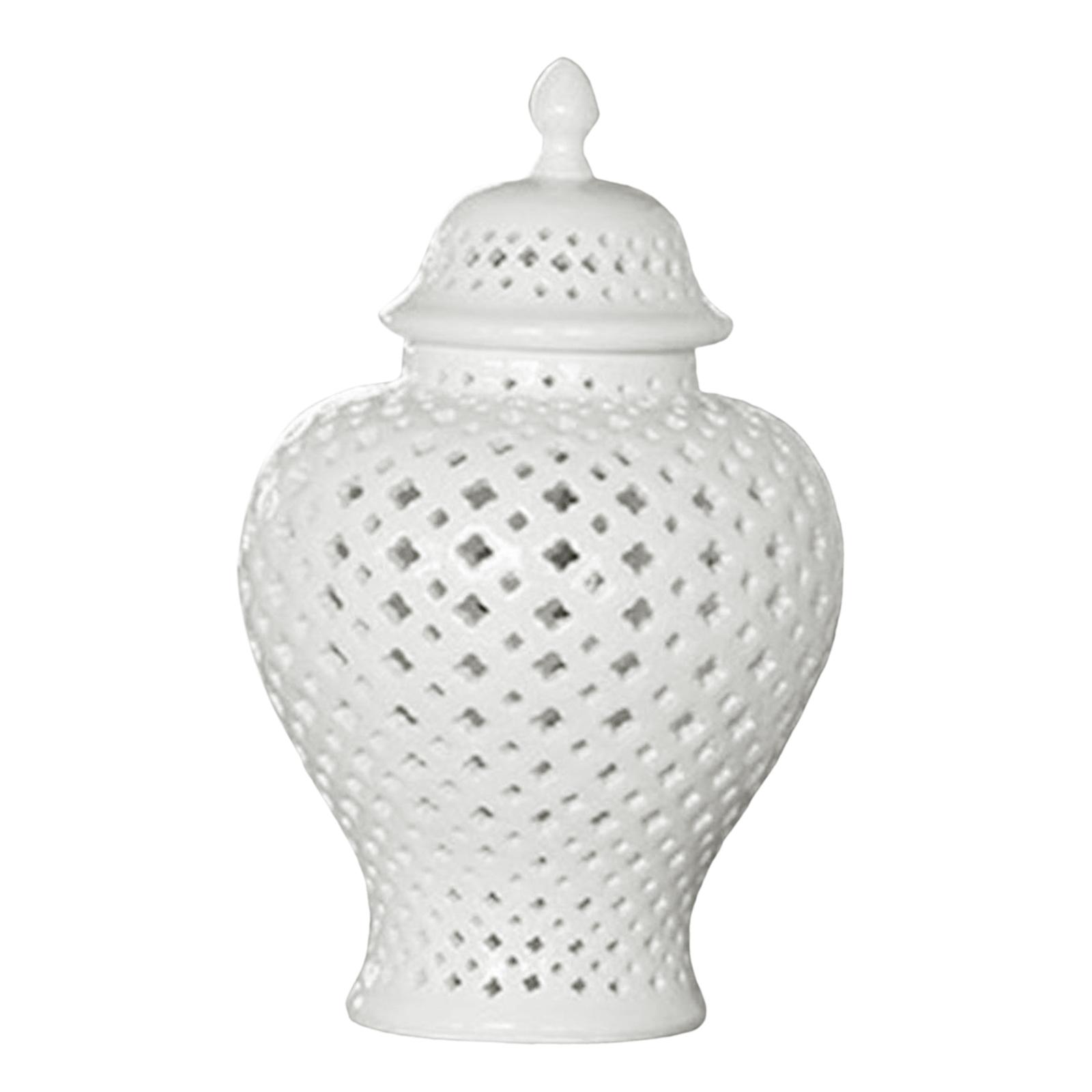 Magideal - Jarrón De Cerámica Chino Organizador Almacenamiento Flor Plantas Titular Decoración Exhibición Hueco Hacia Fuera Jarro De Jengibre Para Alt. 275 Cm Boca 72 Cm