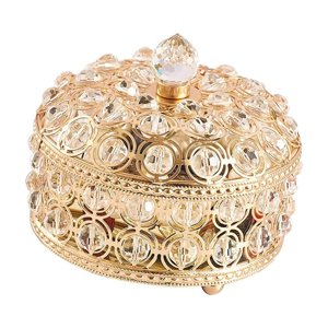 Ioensy - Caja De Joyería De Cristal Base De Espejo Decorativa Dorada Exhibición De Almacenamiento 10Cmx10Cm