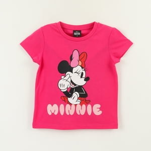 Polera Manga Corta Niña Rosado Minnie Cheek Disney