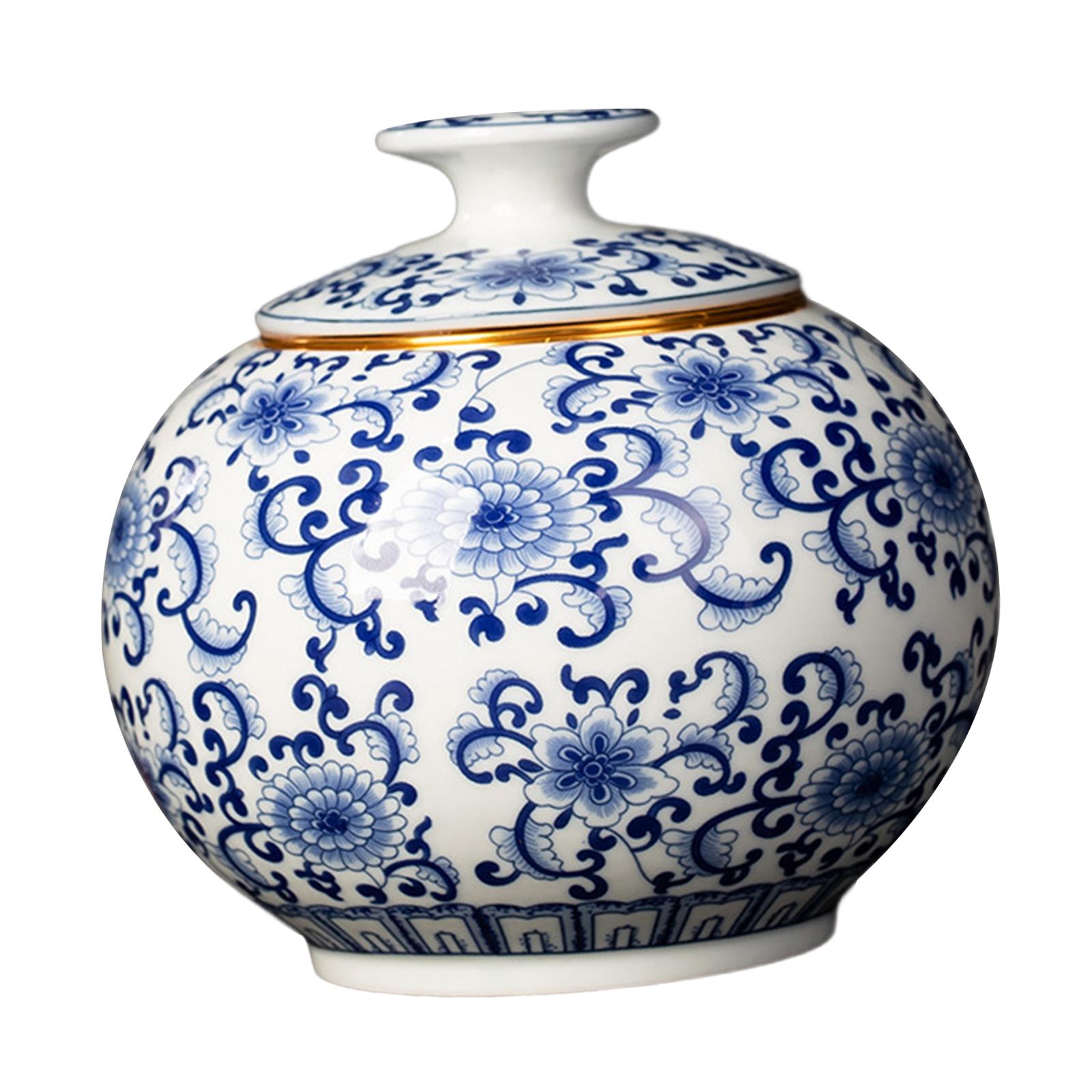 Magideal - Chinoiserie Tradicional Frascos De Jengibre Frascos De Almacenamiento De Cerámica Tarro De Almacenamiento De Té Centros De Mesa Decoración Florero Estilo A