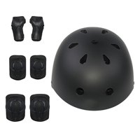 Ioensy - 7 Piezas De Equipo De Protección, Rodilleras, Coderas, Muñequeras, Niños, Casco De Bicicleta, Conjunto Negro