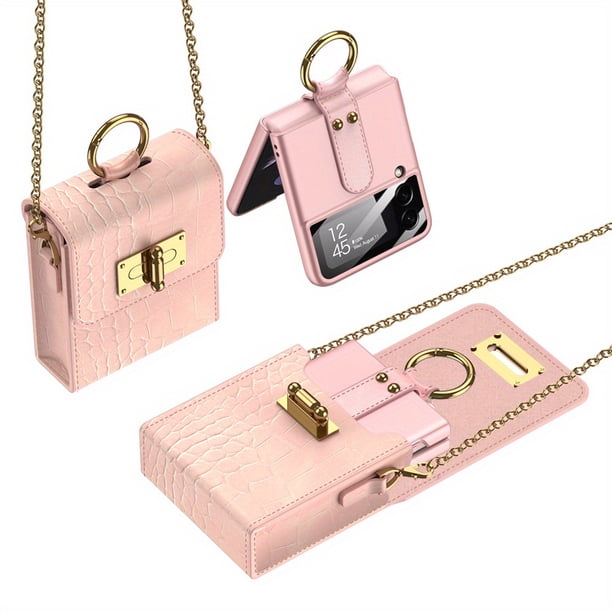 Upgrade Your Look with a Luxurious Alligator-Patterned Cross-Body Bag for Samsung ZFLIP4/ZFLIP3!