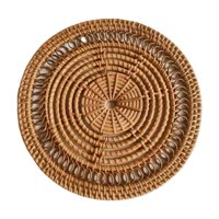 Magideal - Cesta De Pared Tejida A , Decoración Única Para Colgar En Pared, Tapetes, Posavasos, Decoración Bohemia, Cesta Redonda Hueca Y Poco Profunda Pa Flor Redonda 30Cm