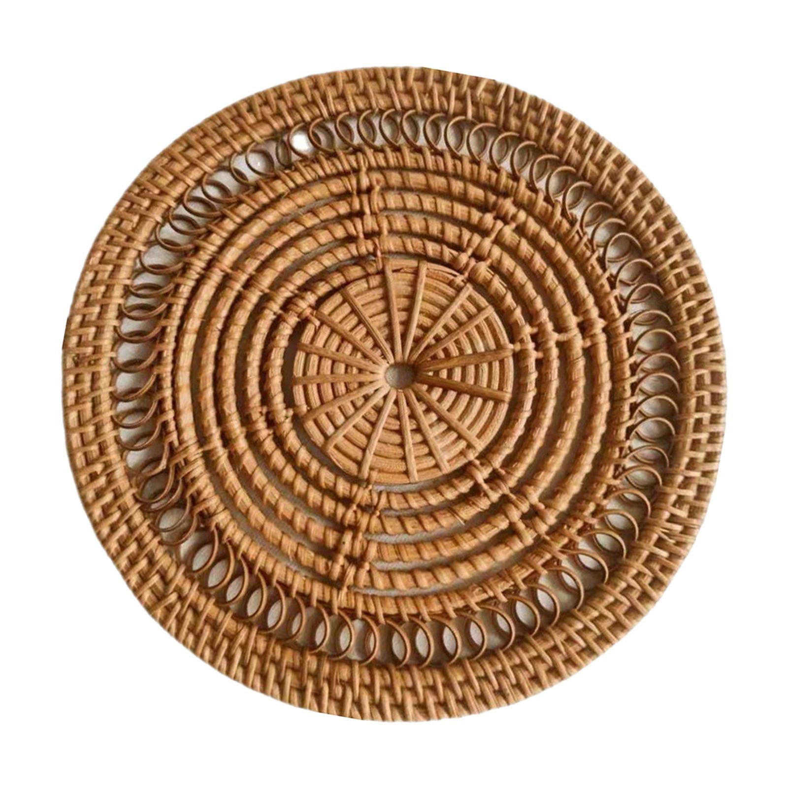 Magideal - Cesta De Pared Tejida A , Decoración Única Para Colgar En Pared, Tapetes, Posavasos, Decoración Bohemia, Cesta Redonda Hueca Y Poco Profunda Pa Flor Redonda 30cm