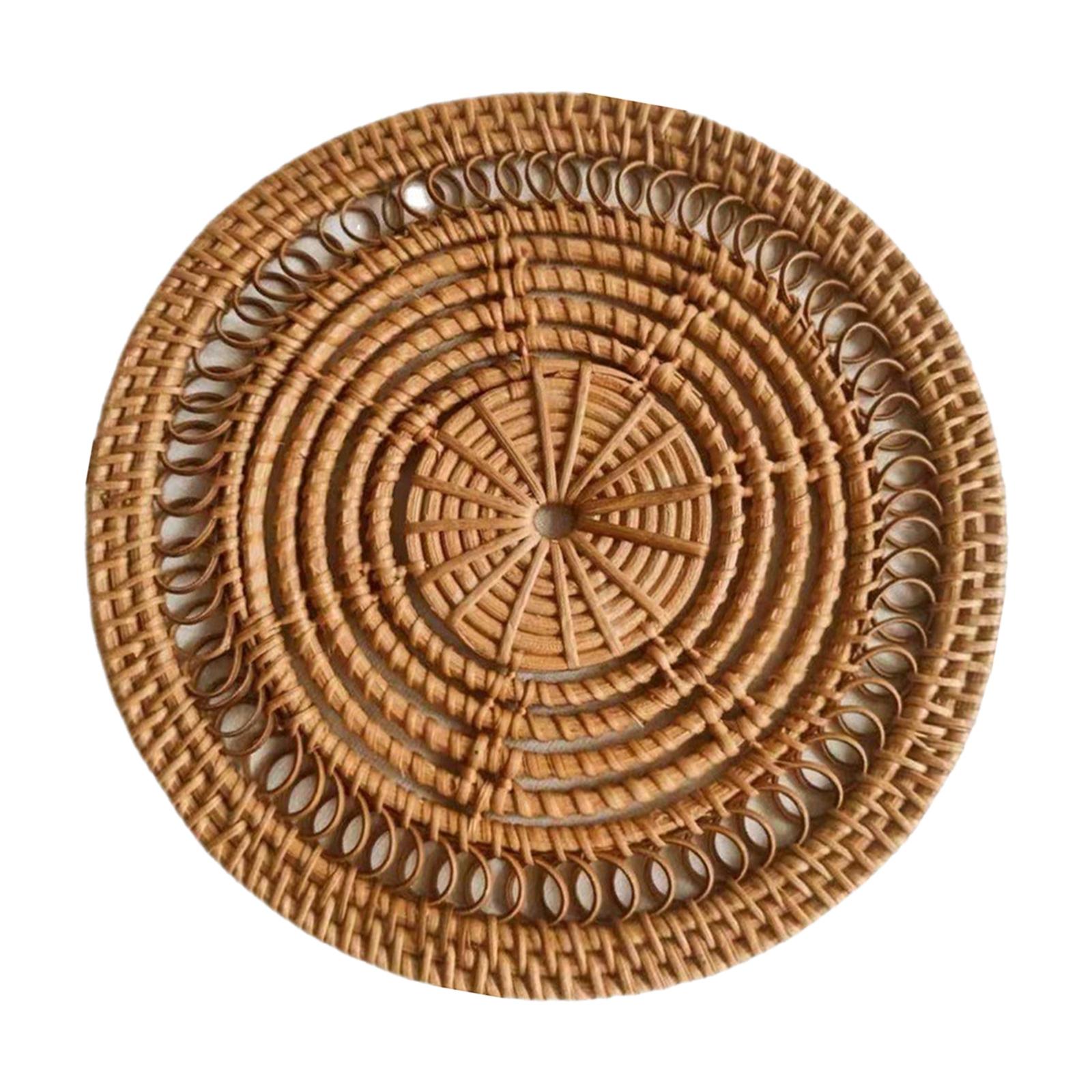 Magideal - Cesta De Pared Tejida A , Decoración Única Para Colgar En Pared, Tapetes, Posavasos, Decoración Bohemia, Cesta Redonda Hueca Y Poco Profunda Pa Flor Redonda 30Cm