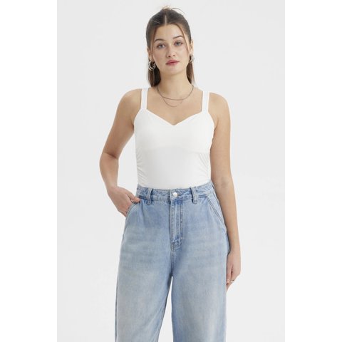 Fashionspark - Polera Mujer Escote Cuadrado Blanco- Ll