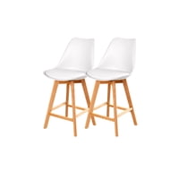 Habita2 Chile - Pack 2 Taburetes Tulip Wood Acolchado 66Cm - Blanco