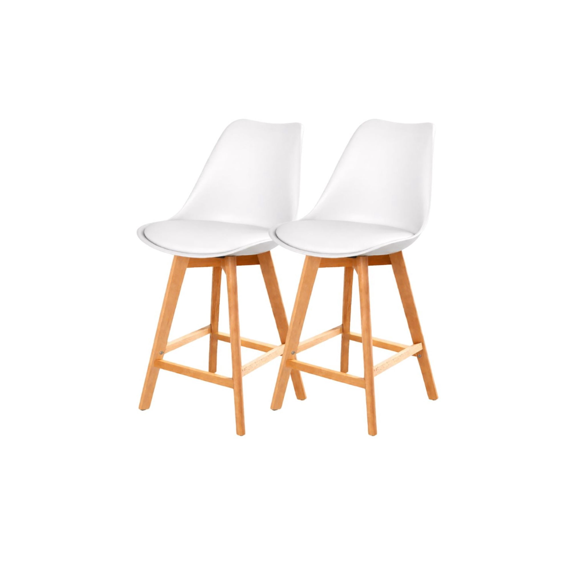 Habita2 Chile - Pack 2 Taburetes Tulip Wood Acolchado 66cm - Blanco
