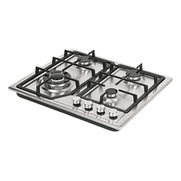 Encimera Cocina A Gas Con Encendido Eléctrico 4 Quemadores Plateado
