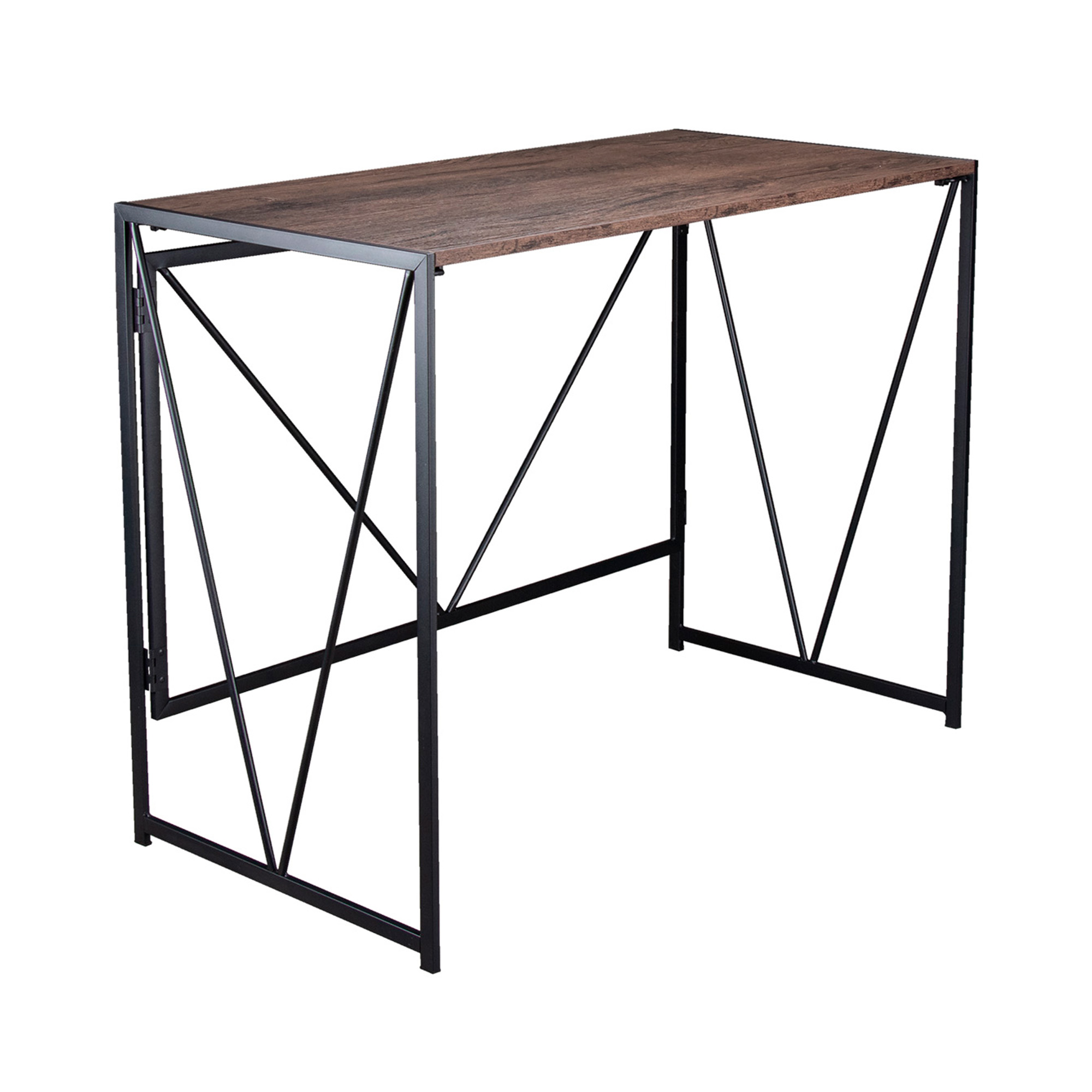 Joytek - Mesa Escritorio Plegable De Metal Y Madera Castaño 100X50X75 Cm