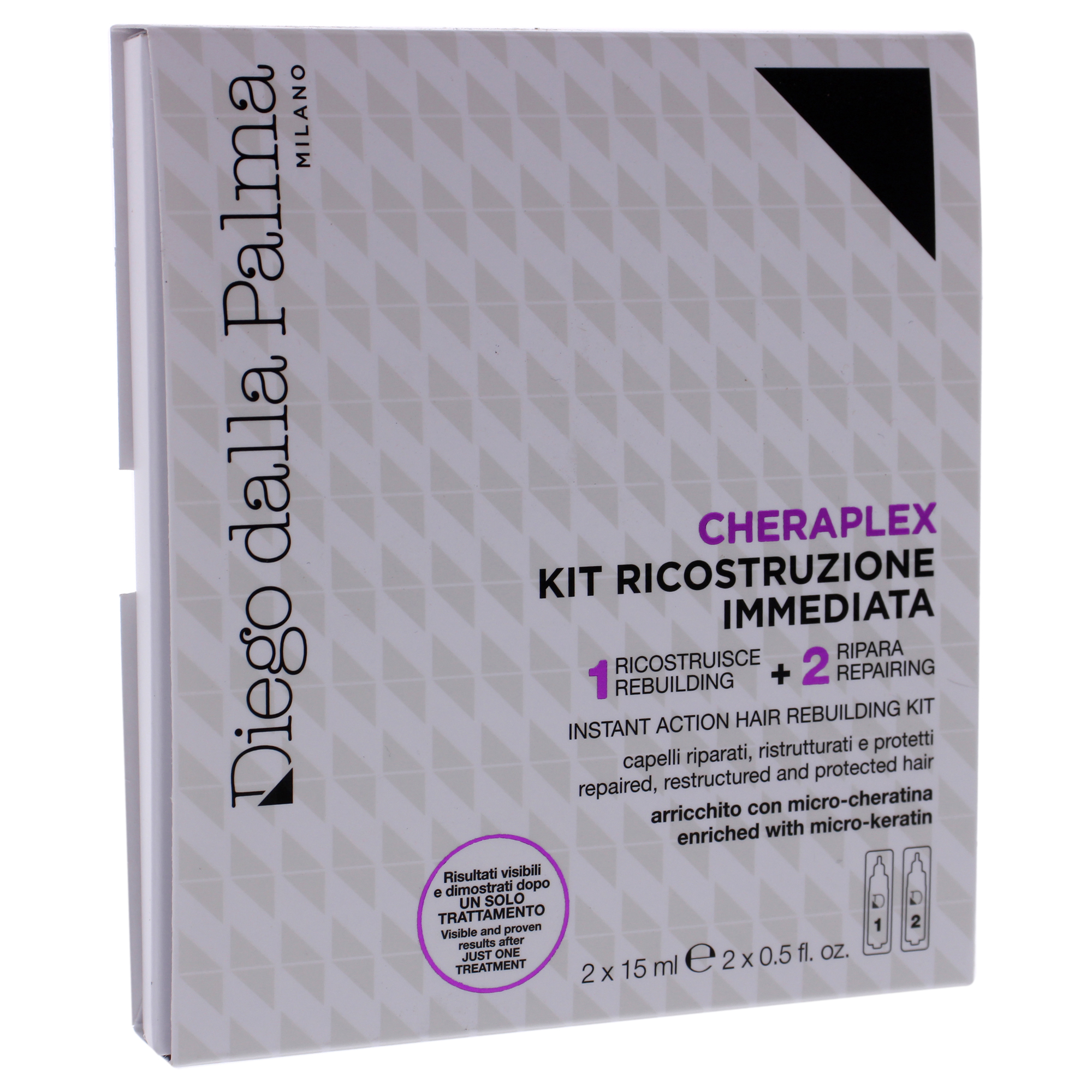 Diego Dalla Palma - Kit De Reconstrucción Capilar De Acción Instantánea Cheraplex De Para Unisex - Tratamiento De 2 X 0,5 Oz