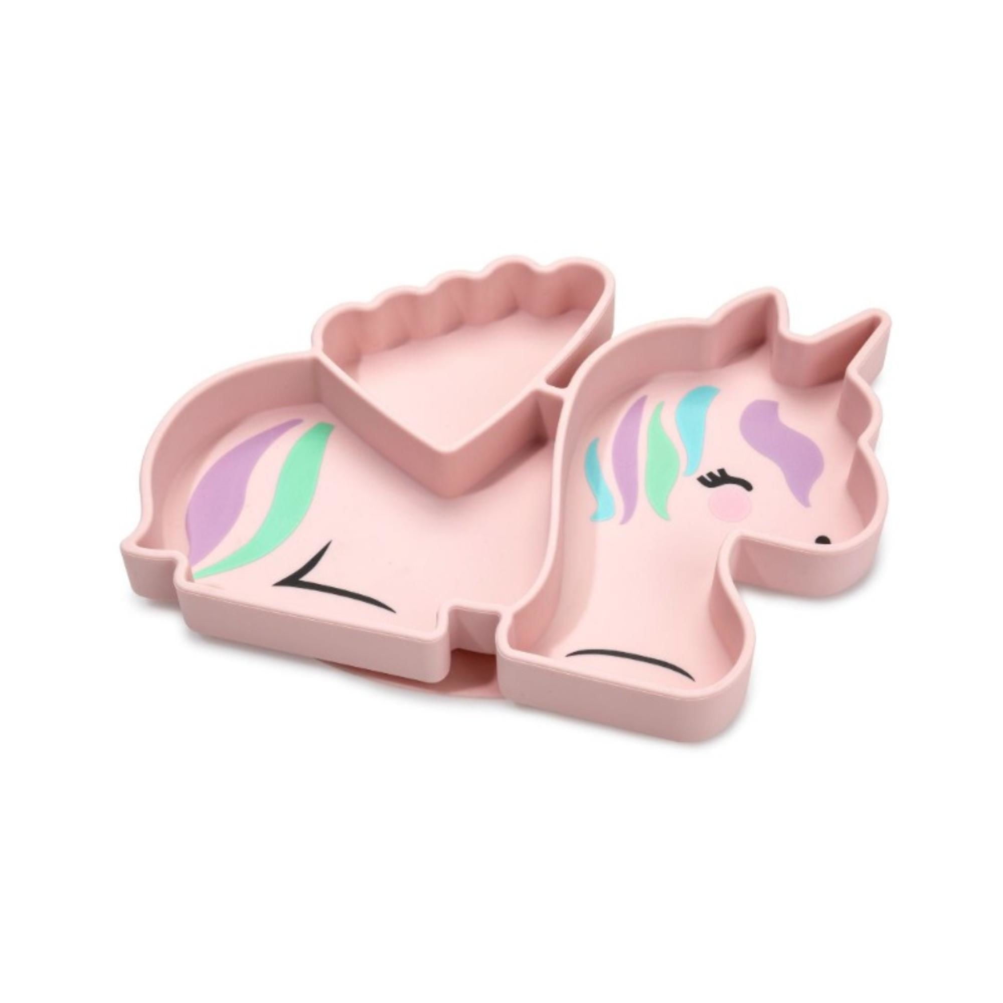 Utensilio Para Alimentaciónplato De Silicona Con Succion Unicornio Rosado Melii
