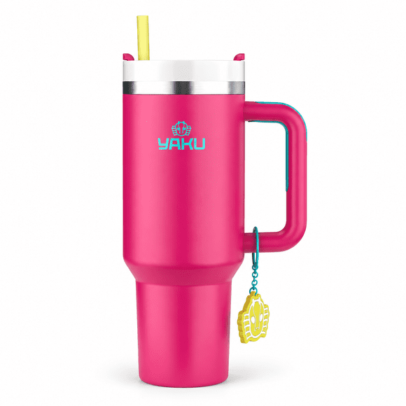Mug Térmico Lemuria Neon 1100 Ml Vaso Térmico Gran Capacidad Rosado