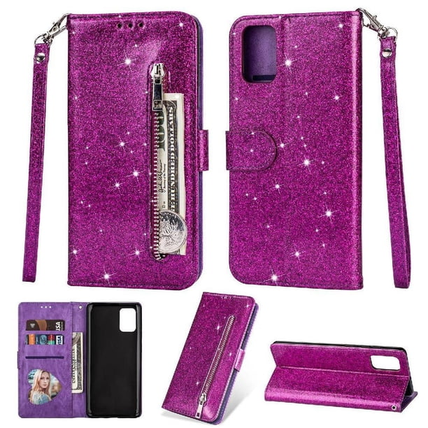 Funda para FOXDOCK Elegante funda Samsung Galaxy Note10 Lite/A81/M60S Glitter con cremallera-Ideal para el uso diario