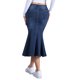 thumbnail image 3 of INSPIRE CHIC Falda de Mezclilla Cola de Pescado para Mujeres de Regreso a Clases Falda Midi de Jean Ajustada Azul Oscuro L, 3 of 6