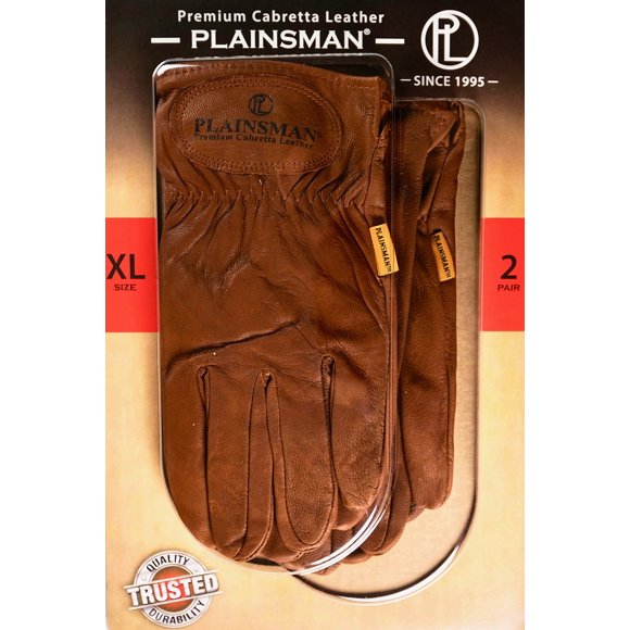 Guantes Plainsman Cabretta de piel de cabra marrón XL, 2 pares