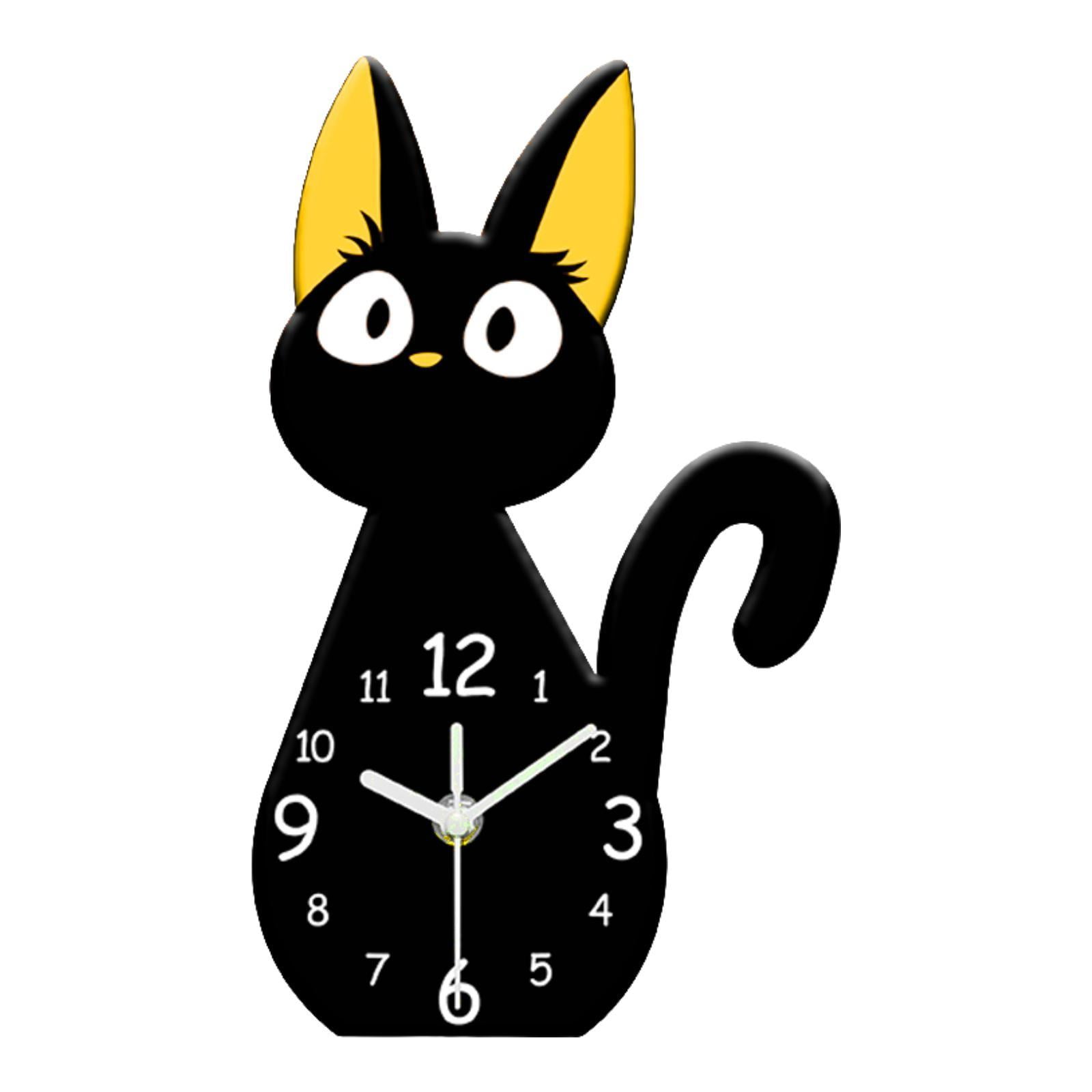 Bothyi - Reloj De Pared Con Diseño De Gato Y Números Arábigos, Ideal Para Dormitorio, Habitación Infantil Y Oficina.