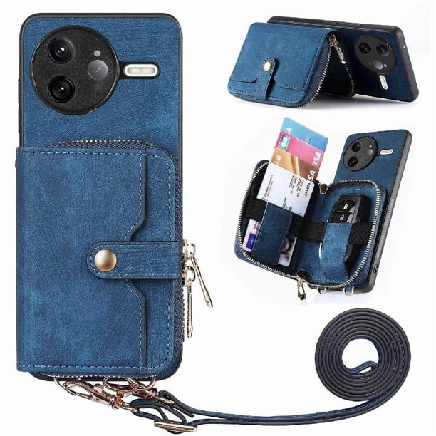 Funda Tipo Cartera con Correa Cruzada para Xiaomi Poco F7 Ultra Protección Contra Golpes Azul