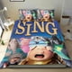 thumbnail image 1 of Sing Movie Conjunto de sábanas temático, trío de piezas, cómodo y amigable con la piel, diseño único, regalo de decoración para el hogar para familiares, amigos y fans,140cm *210cm, 1 of 6