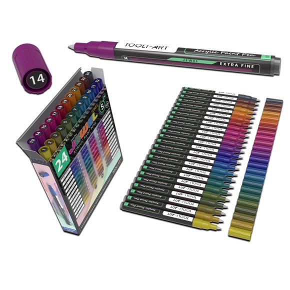 Marcadores de pintura TOOLI-ART 24 colores joya de punta extra fina