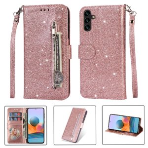 Funda Para Foxdock Elegante Funda Samsung Galaxy A14 5G Glitter Con Cremallera-Ideal Para El Uso Diario