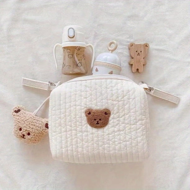 Ins Zipper Embroidery Cotton Mummy Bag Baby Stroller Storage Hanging Bag Diaper Bottle Finishing Bag Mother And Baby Bag