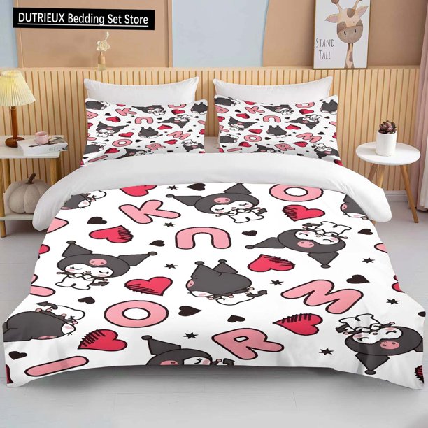 v693 Bed Sheets Sizes Kawaii Printed Bedding Set Cartoon Anime Duvet Cover Comforter Pillowcase Boys Girls Children Adults King 3-Piece Bedding Set (1 Duvet Cover + 2 Pillow Shams) Bed Sheets ju693