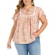 thumbnail image 1 of GRACE & GRANDEUR Blusa de Mujer Talla Grande para Escuela Colegio Pascua con Estampado Floral, Detalle de Pliegues, Cuello con Lazo, Mangas con Volantes, Blusas de Vacaciones de Verano 2X Rosa, 1 of 6