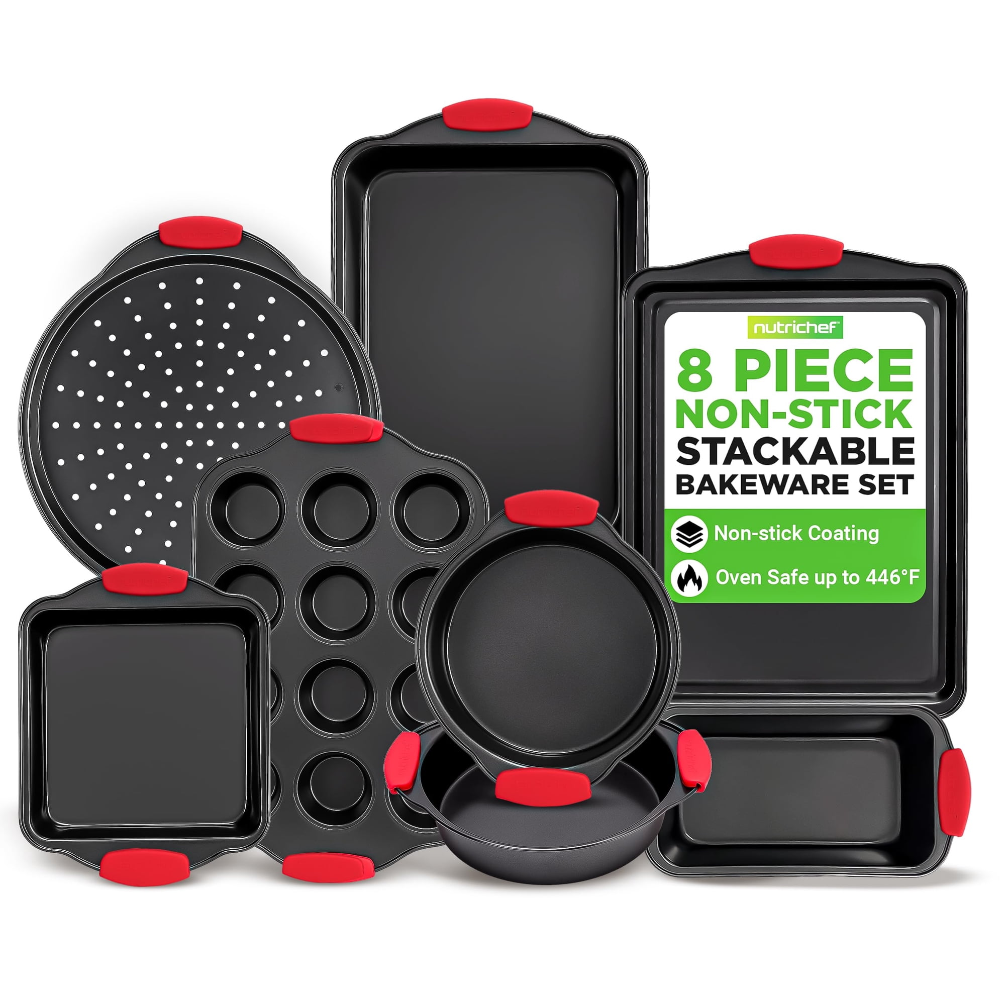 Juego De Bandejas Para Hornear Nutrichef, Antiadherentes, Para Horno De Cocina, 8 Piezas