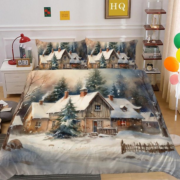 Christmas Tree Gifts Santa Claus Quilt Duvet Cover Set Soft Home Textiles3-Piece Bedding Set