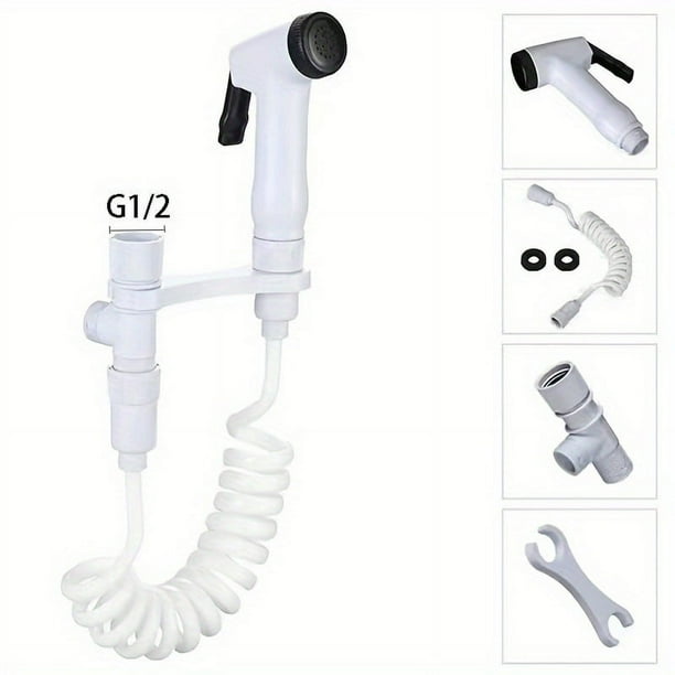 1set White Handheld Bidet Sprayer For Toilet, High Pressure Bathroom Toilet Flushing Spray Set With Shower Hose, Toilet Bidet Sprayer Kit, Bathroom Accessories
