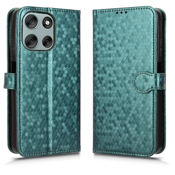 Funda Cartera Lunares Motorola Edge G56 5G con Tarjetero, Correa y Soporte Verde