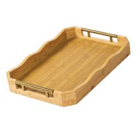 Magideal - Bandeja Para Servir, Bandeja Para Servir Pan, Pasteles, Mesa De Café, Desayuno, Cena, Almacenamiento De Alimentos Multiusos, Bandeja Para Té, Plato Pa Color De La Madera