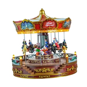 Bothyi - Caja De Música Navideña Con Diseño De Carrusel De 30 Cm Con Luces Adaptador De 110 V De Ee. Uu. Para Decoración Del Hogar