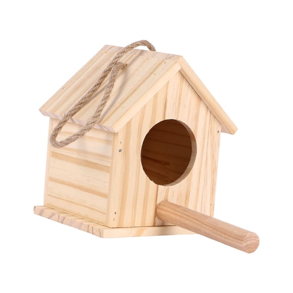 Caja Nido De Madera Para Pájaros Con Cabaña De Postes Para Finch Blue Bird Throstle 12,5 Cm X 12 Cm X 15,5 Cm
