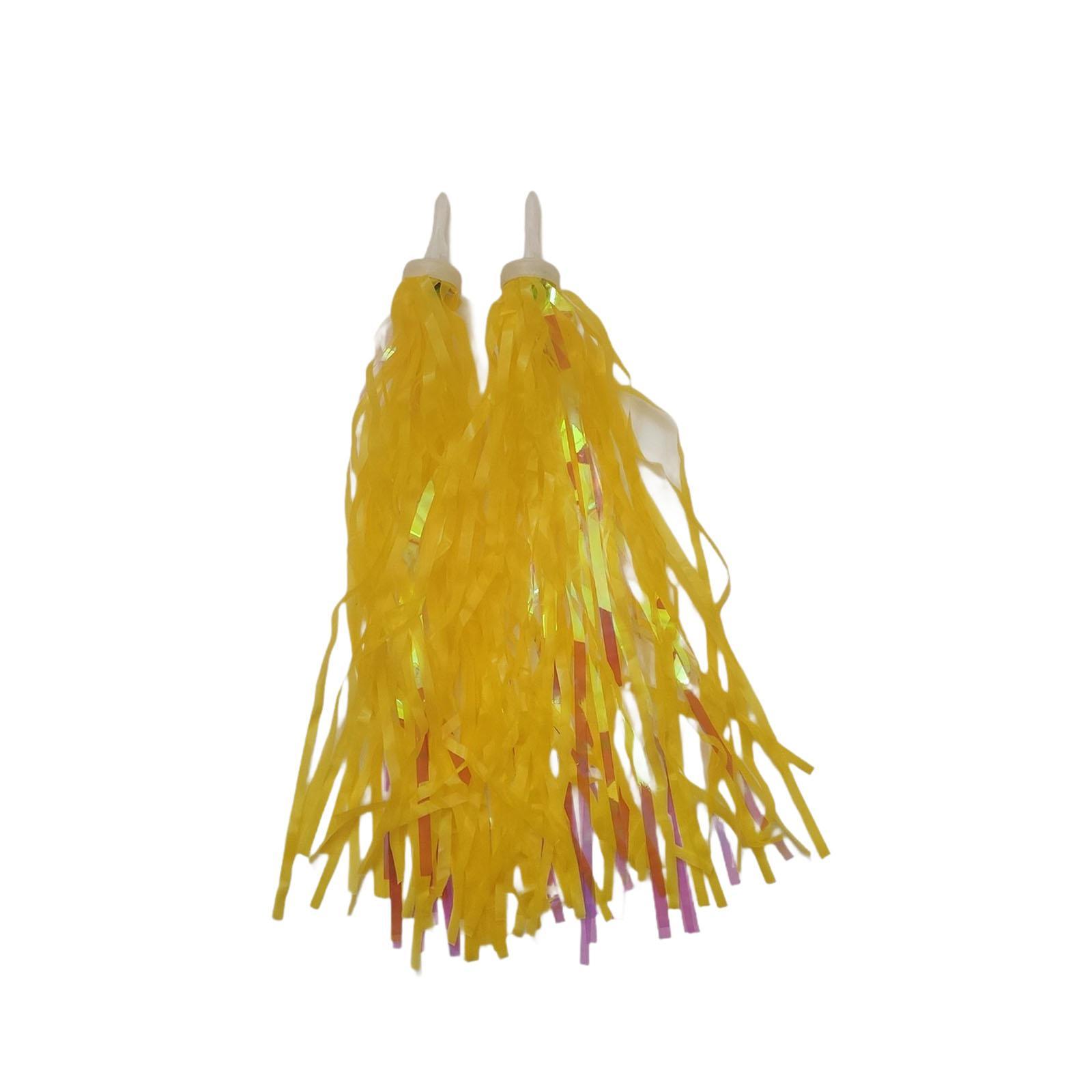 Ioensy - 2 Piezas Serpentinas De Bicicleta Para Niños 28 Cm De Longitud Empuñaduras De Bicicleta Borlas Para Monociclos Amarillo