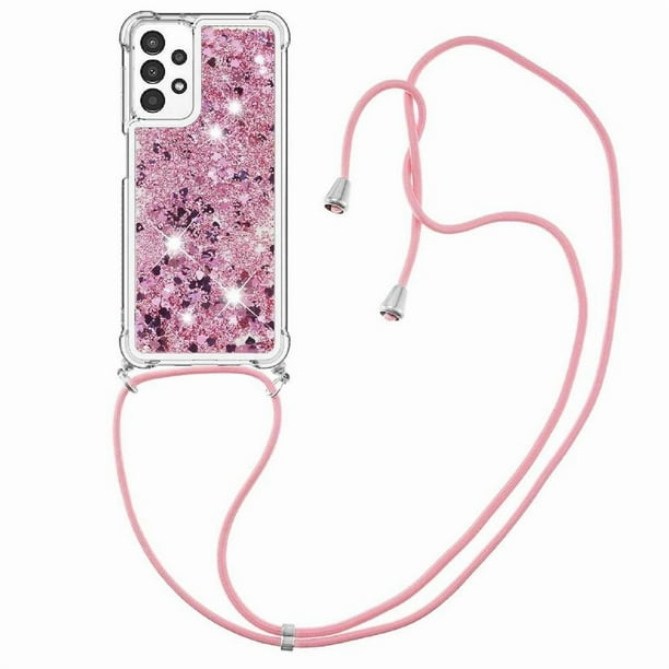 Funda FOXDOCK para Samsung Galaxy A13 4G con Cuerda Ajustable, Brillo Líquido, Protección Antigolpes y Lente – Ideal para Regalo
