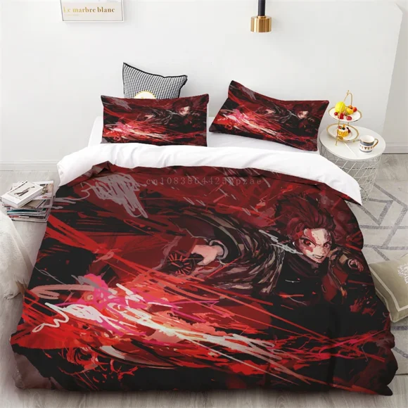 Duvet Cover Demon Slayer: Kimetsu No Yaiba Kamado Tanjiro Anime Childhood Anime Soft and Comfortable for Children and Adults Bed Sheets