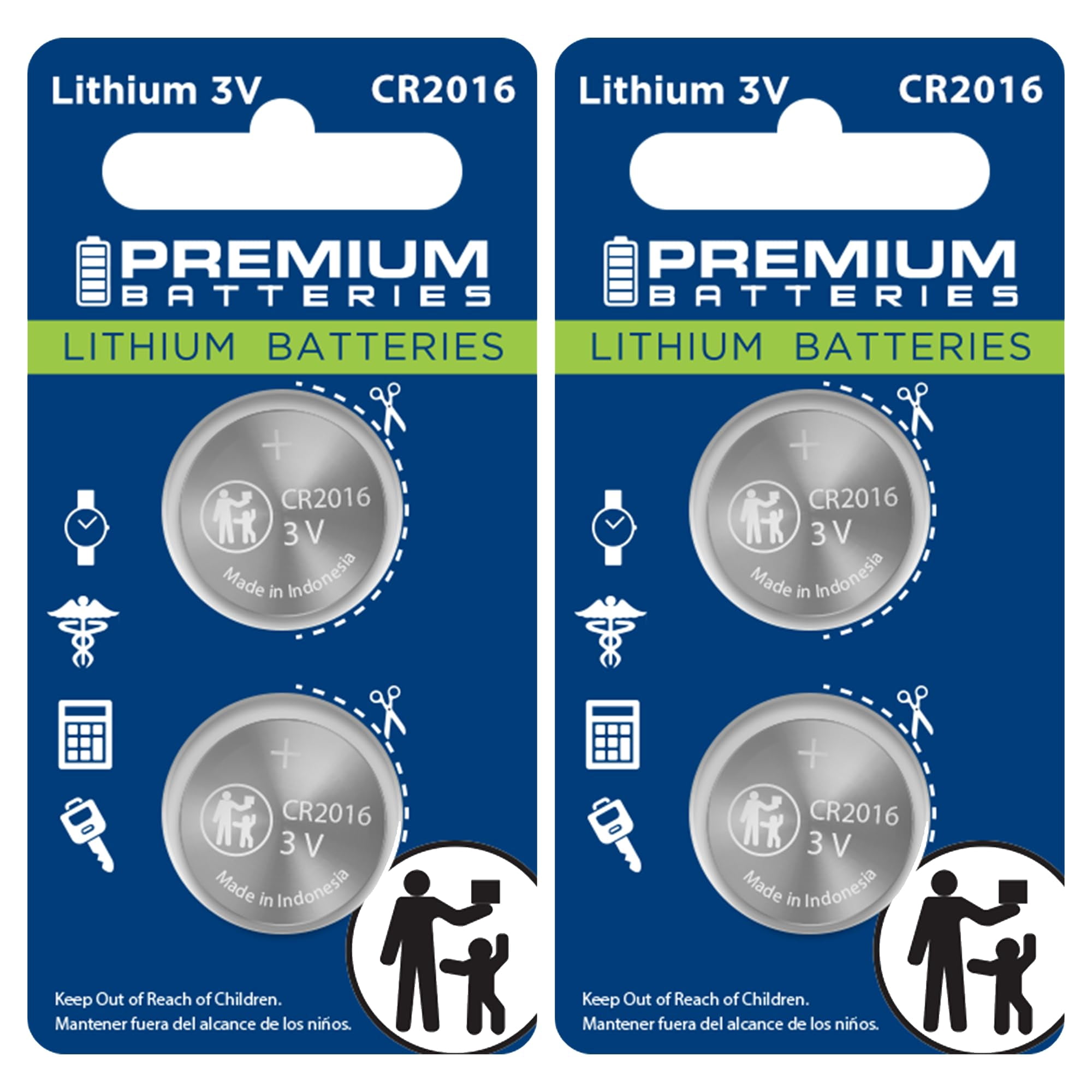 Premium Batteries - Batería Premium Cr2016 De Litio Tipo Moneda De 3 V, 90 Mah (paquete De 4)
