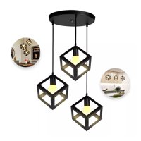 Click Ventas - Lampara Colgante Fierro Cuadrado Lampara Triple Vintage