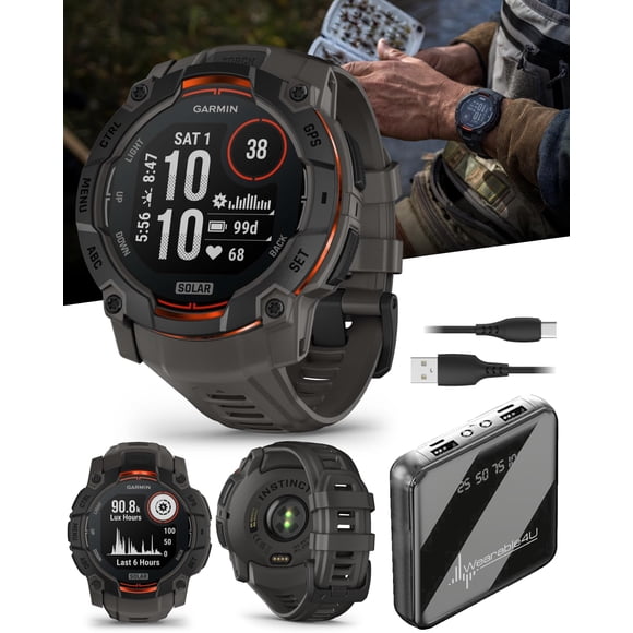 Reloj inteligente Wearable 4U Garmin Instinct 3 Solar 50 mm negro