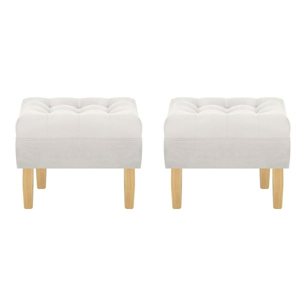 Set Pouf Wood 1c Felpa 05 Crudo