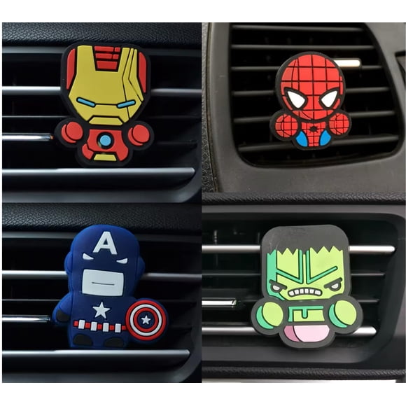4 Clips Para Rejilla De Ventilación De Auto Con Superhéroes Caricaturescos