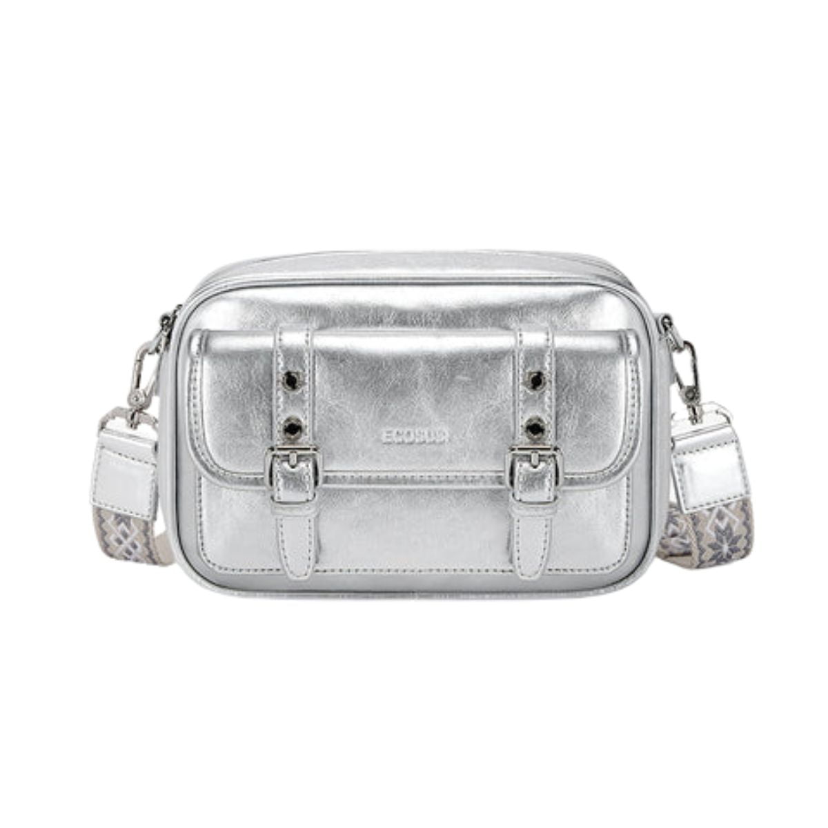 Ecosusi - Ecousi Bolso Mensajero Mia Con Correa Ancha - Plateado