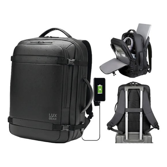Mochila De Viaje 900d Luxgear Notebook Cabina 28 Litros Negro Liso