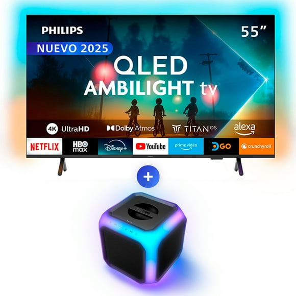 QLED Ambilight TV 55PUD8250 + BT Speaker TAX2707