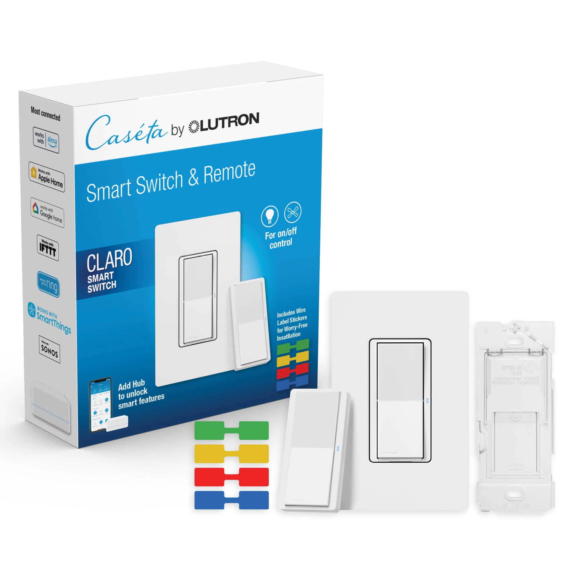 Kit De Interruptor Inteligente Lutron Claro De 3 Vías Para Iluminación Inteligente Caseta